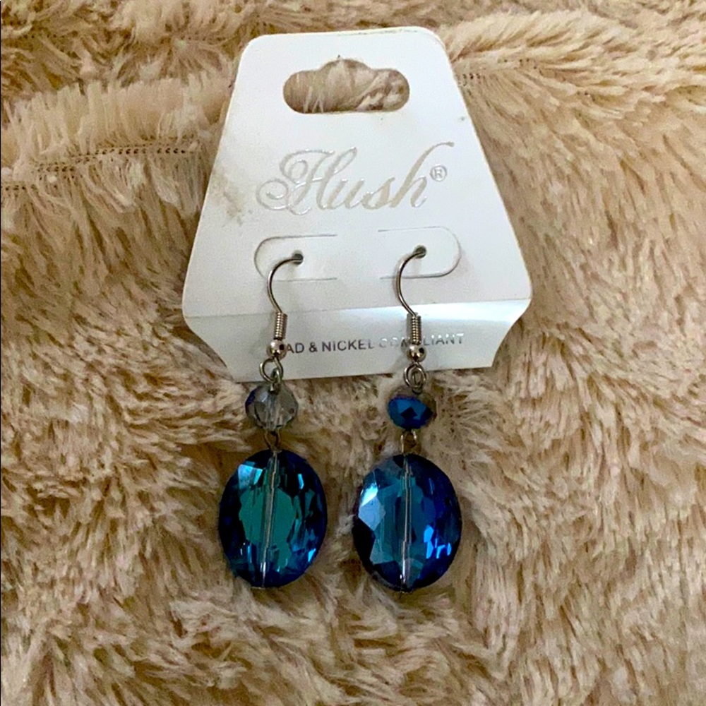 Blue gem costume earrings NEW